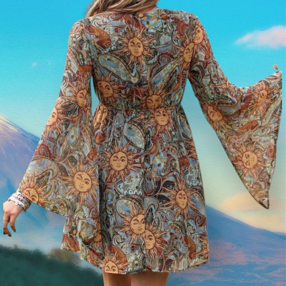 Bohemian Sun Print Dress - Picture 2 of 3